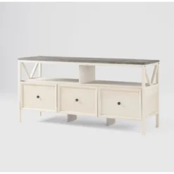 Farmhouse 3 Drawer Wood TV Stand For TVs Up To 65" - Saracina Home -Saracina Home Shop GUEST 0072dd60 ce7c 4443 ae39 8934a2c1febb