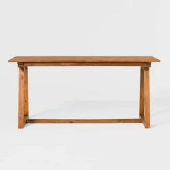 Saracina Home 66" Modern Slatted Rectangle Outdoor Dining Table With Trapezoid Legs -Saracina Home Shop GUEST 01755950 2a94 483d adc0 ed4ac6246b2c