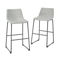 Set Of 2 Laslo Modern Upholstered Faux Leather Barstools - Saracina Home -Saracina Home Shop GUEST 035b128c 0bd7 45e2 a578 021ee2bbfd35