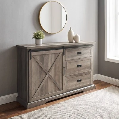 Orson Transitional Sliding X Barn Door Sideboard With 3 Drawers - Saracina Home 2 Orson Transitional Sliding X Barn Door Sideboard With 3 Drawers - Saracina Home - Image 2