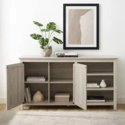 58" Diagonal Grooved Door Sideboard With Open Storage - Saracina Home 9 58" Diagonal Grooved Door Sideboard With Open Storage - Saracina Home -Saracina Home Shop GUEST 04550eef a4a8 452e a5ce 387af7746eaf