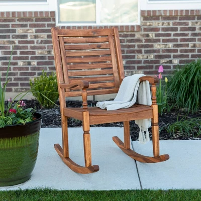 Bamberg Transitional Acacia Wood Outdoor Rocking Chair - Saracina Home 1 Bamberg Transitional Acacia Wood Outdoor Rocking Chair - Saracina Home