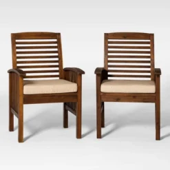 2pk Acacia Wood Patio Chairs With Cushions - Saracina Home -Saracina Home Shop GUEST 06cfae64 d30b 448b b17c 0adbbfba89ad