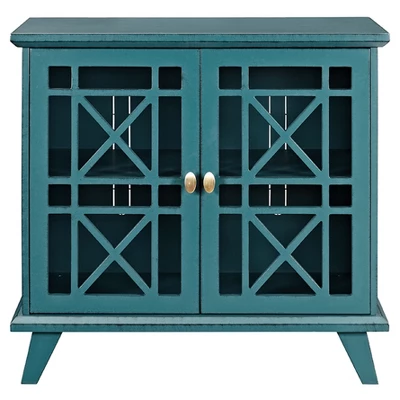 Versatile Fretwork Accent Storage Cabinet Blue - Saracina Home 2 Versatile Fretwork Accent Storage Cabinet Blue - Saracina Home - Image 2