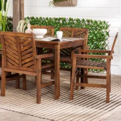 7pc Slatted Chevron Acacia Patio Dining Set - Saracina Home -Saracina Home Shop GUEST 0739b11c 311d 443b 9be9 5f58fdbea9ef