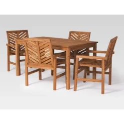 5pc Slatted Chevron Acacia Wood Patio Dining Set - Saracina Home -Saracina Home Shop GUEST 08ed98af d84c 4b01 9d80 88735c3d117c