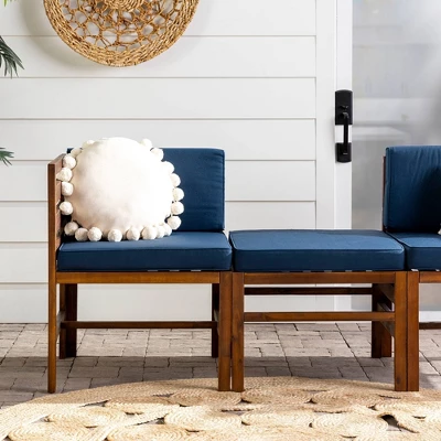 3pc Modular Acacia Wood Patio Chat Set With Cushions - Saracina Home 9 3pc Modular Acacia Wood Patio Chat Set With Cushions - Saracina Home - Image 9