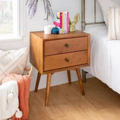 Greenberg 2 Drawer Mid-Century Modern Solid Wood Nightstand - Saracina Home -Saracina Home Shop GUEST 0ab00fce 2d06 4b50 ab37 32e2ce51576f