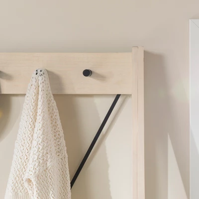 68" Solid Wood X Back Angled Hall Tree White Wash - Saracina Home 13 68" Solid Wood X Back Angled Hall Tree White Wash - Saracina Home - Image 13