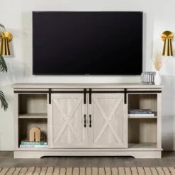 Modern Transitional Sliding Barndoor TV Stand For TVs Up To 65"- Saracina Home 30 Modern Transitional Sliding Barndoor TV Stand For TVs Up To 65"- Saracina Home -Saracina Home Shop GUEST 0fb4c269 34db 4148 b22d a4215d039ada