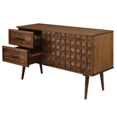 58" Modern Boho Solid Pine Wood Closed Storage Sideboard Brown - Saracina Home 2 58" Modern Boho Solid Pine Wood Closed Storage Sideboard Brown - Saracina Home - Image 2