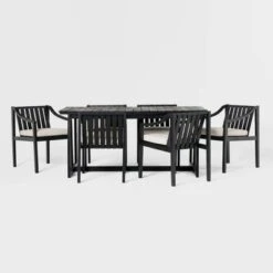 7pc Modern Slatted Wood Outdoor Dining Set - Saracina Home 12 7pc Modern Slatted Wood Outdoor Dining Set - Saracina Home -Saracina Home Shop GUEST 117dd8e5 e41e 4deb 8859 7e6c9ff717ab