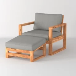 Galia 2pc Square Leg Acacia Wood Chair And Ottoman With Cushions - Brown - Saracina Home 21 Galia 2pc Square Leg Acacia Wood Chair And Ottoman With Cushions - Brown - Saracina Home -Saracina Home Shop GUEST 166ad4fe 8b58 4635 b854 caa776581feb