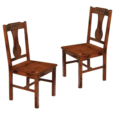 Set Of 2 Traditional Distressed Wood Dining Chairs Dark Oak - Saracina Home 1 Set Of 2 Traditional Distressed Wood Dining Chairs Dark Oak - Saracina Home