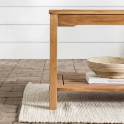 Ravenscroft Modern Boho Acacia Wood Slatted Outdoor Coffee Table With Lower Shelf - Saracina Home -Saracina Home Shop GUEST 20e8c058 29f7 4dae 9c40 ba829a75f9e4