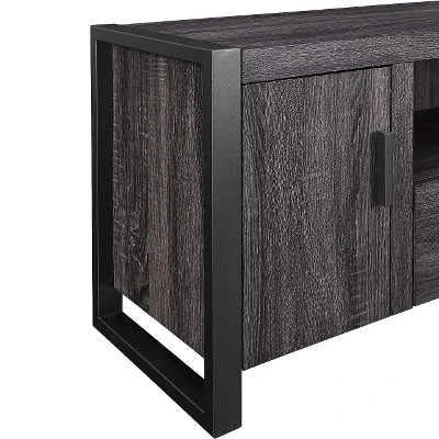Modern Urban Industrial TV Stand For TVs Up To 65" Charcoal - Saracina Home 3 Modern Urban Industrial TV Stand For TVs Up To 65" Charcoal - Saracina Home - Image 3