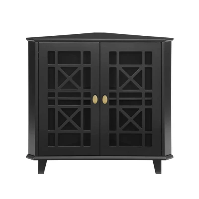 2 Door Corner Accent Cabinet With Fretwork Doors - Saracina Home 4 2 Door Corner Accent Cabinet With Fretwork Doors - Saracina Home - Image 4