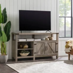 2 Door Farmhouse Highboy TV Stand For TVs Up To 65" Gray Wash - Saracina Home -Saracina Home Shop GUEST 2a250b14 d131 4a46 9090 6a4711a2044b