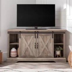 Robinson Rustic Transitional Sliding Barn Door Corner TV Stand For TVs Up To 58" - Saracina Home 18 Robinson Rustic Transitional Sliding Barn Door Corner TV Stand For TVs Up To 58" - Saracina Home -Saracina Home Shop GUEST 2a8674a7 afa5 495d a06e d2ee6c0c2370