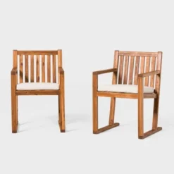 Saracina Home 2pk Acacia Modern Slat-Back Patio Dining Chairs With Cushions 8 Saracina Home 2pk Acacia Modern Slat-Back Patio Dining Chairs With Cushions -Saracina Home Shop GUEST 2d287509 527d 4208 9ea9 8534f82ec508
