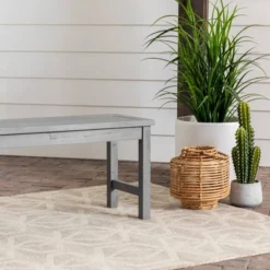 Ravenscroft Modern Boho Acacia Wood Slat Top Outdoor Dining Bench - Gray Wash - Saracina Home 13 Ravenscroft Modern Boho Acacia Wood Slat Top Outdoor Dining Bench - Gray Wash - Saracina Home -Saracina Home Shop GUEST 2dd133d4 c68e 4083 9552 2ac421e62e53