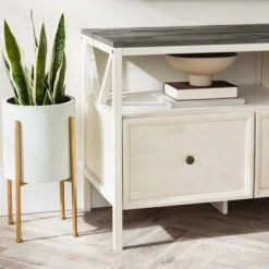 Farmhouse 3 Drawer Wood TV Stand For TVs Up To 65" - Saracina Home -Saracina Home Shop GUEST 31eff10a 5528 4bba 98ac 4d2069368764