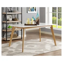 59" Retro Modern Wood Kitchen Dining Table - Saracina Home -Saracina Home Shop GUEST 32bbdfd8 eff2 4932 866b 266095fe6cee