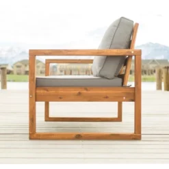 Galia Square Leg Acacia Wood Patio Loveseat With Cushions - Brown - Saracina Home 21 Galia Square Leg Acacia Wood Patio Loveseat With Cushions - Brown - Saracina Home -Saracina Home Shop GUEST 34c230b8 c4f3 4008 8b19 624652108741