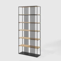 79" Modern 6 Shelf With Metal Bar Bookcase Coastal Oak/Black - Saracina Home 10 79" Modern 6 Shelf With Metal Bar Bookcase Coastal Oak/Black - Saracina Home -Saracina Home Shop GUEST 357dd387 1fbd 46e5 a3f1 33f20fcef85e