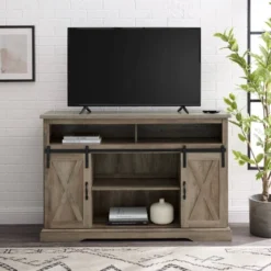 Transitional Sliding Barndoor Highboy TV Stand For TVs Up To 58" - Saracina Home 21 Transitional Sliding Barndoor Highboy TV Stand For TVs Up To 58" - Saracina Home -Saracina Home Shop GUEST 36bb9b85 ffb1 46e0 b0d8 822e73b5b63d