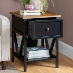Set Of 2 Farmhouse Single Drawer V Frame Nightstands - Saracina Home -Saracina Home Shop GUEST 37e94c5e 823d 4fff b6b8 c64e0f45834b