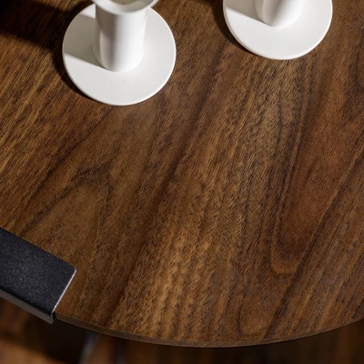 Set Of 2 Wrightson Urban Industrial Wrap Leg Round Side Tables Dark Walnut - Saracina Home 6 Set Of 2 Wrightson Urban Industrial Wrap Leg Round Side Tables Dark Walnut - Saracina Home - Image 6