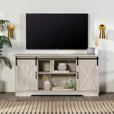 Modern Transitional Sliding Barndoor TV Stand For TVs Up To 65"- Saracina Home 10 Modern Transitional Sliding Barndoor TV Stand For TVs Up To 65"- Saracina Home - Image 10