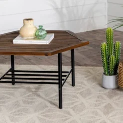 Saybrook Modern Metal And Wood Patio Hexagon Coffee Table - Dark Brown - Saracina Home 19 Saybrook Modern Metal And Wood Patio Hexagon Coffee Table - Dark Brown - Saracina Home -Saracina Home Shop GUEST 3afb59b6 67ca 4f35 8c6f 738450a79b31