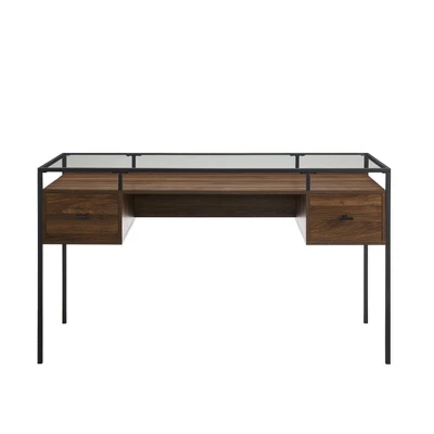 Lamvia Contemporary 2 Tier Glass Top Desk - Saracina Home 3 Lamvia Contemporary 2 Tier Glass Top Desk - Saracina Home - Image 3