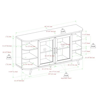 Mid-Century Modern Glass Double Door Curved Sideboard - Saracina Home 6 Mid-Century Modern Glass Double Door Curved Sideboard - Saracina Home - Image 6
