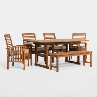 Ravenscroft 6pc Acacia Wood Patio Dining Set With Cushions - Saracina Home 5 Ravenscroft 6pc Acacia Wood Patio Dining Set With Cushions - Saracina Home - Image 5