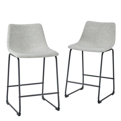 Set Of 2 Laslo Modern Upholstered Faux Leather Counter Height Barstools - Saracina Home 9 Set Of 2 Laslo Modern Upholstered Faux Leather Counter Height Barstools - Saracina Home - Image 9