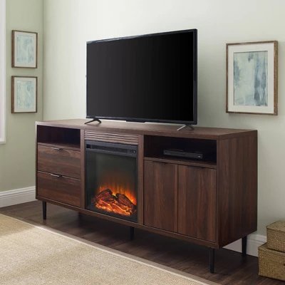 Ronan Modern Storage With Electric Fireplace TV Stand For TVs Up To 65" - Saracina Home 2 Ronan Modern Storage With Electric Fireplace TV Stand For TVs Up To 65" - Saracina Home - Image 2