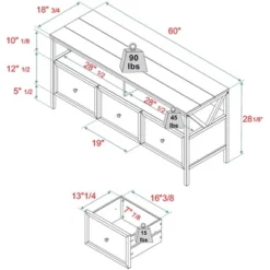 Farmhouse 3 Drawer Wood TV Stand For TVs Up To 65" - Saracina Home -Saracina Home Shop GUEST 40d5f612 f4e7 48b3 8586 affcd4996633