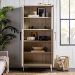 68" Boho Modern Tall Storage Wood Cabinet - Saracina Home -Saracina Home Shop GUEST 49c7bfc0 edc5 436a b23c b117a55b1f55