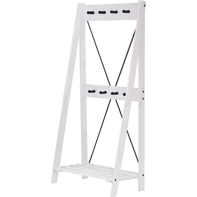 68" Solid Wood X Back Angled Hall Tree White Wash - Saracina Home 2 68" Solid Wood X Back Angled Hall Tree White Wash - Saracina Home - Image 2