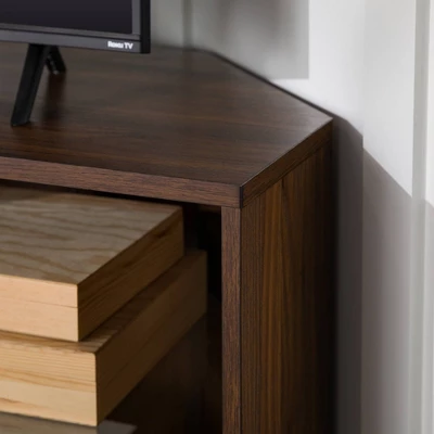 Contemporary Corner TV Stand For TVs Up To 55" Dark Walnut - Saracina Home 6 Contemporary Corner TV Stand For TVs Up To 55" Dark Walnut - Saracina Home - Image 6