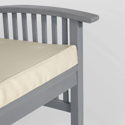 Ravenscroft Modern Boho Acacia Wood Slatted Outdoor Loveseat With Cushion - Saracina Home 5 Ravenscroft Modern Boho Acacia Wood Slatted Outdoor Loveseat With Cushion - Saracina Home - Image 5