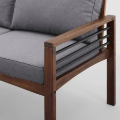 Saybrook Modern Metal And Wood Patio Loveseat - Gray/Dark Brown - Saracina Home 16 Saybrook Modern Metal And Wood Patio Loveseat - Gray/Dark Brown - Saracina Home -Saracina Home Shop GUEST 552352ef 3e24 41f9 9609 1cdc37ebecff