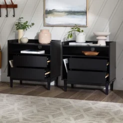 2pk Mid-Century Modern Solid Wood 2 Drawer Storage Nightstands - Saracina Home 21 2pk Mid-Century Modern Solid Wood 2 Drawer Storage Nightstands - Saracina Home -Saracina Home Shop GUEST 559c5ca6 af7e 4136 9a5f 989a82141900