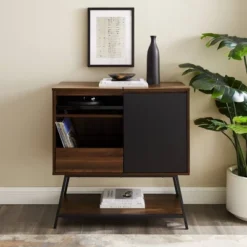 Emmeline Mid-Century Modern Vinyl Record Player Cabinet Black/Dark Walnut - Saracina Home 6 Emmeline Mid-Century Modern Vinyl Record Player Cabinet Black/Dark Walnut - Saracina Home -Saracina Home Shop GUEST 55b91a96 24cd 4fc1 a57f 79ab43942a4d