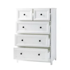 Farmhouse 5 Drawer Grooved Tall Storage Dresser White - Saracina Home 24 Farmhouse 5 Drawer Grooved Tall Storage Dresser White - Saracina Home -Saracina Home Shop GUEST 59730227 3443 4480 9ec0 c768319687fc