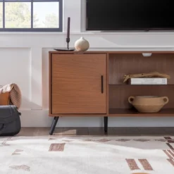 2 Door Mid-Century Modern Wood Storage TV Stand For TVs Up To 65" - Saracina Home -Saracina Home Shop GUEST 59d9ba89 cb9a 4256 a9ae e85782706a5a