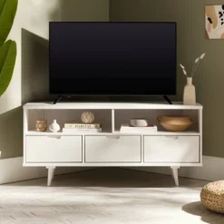 Cara Mid-Century Modern 3 Drawer Corner TV Stand For TVs Up To 58" - Saracina Home -Saracina Home Shop GUEST 5a91e93e d508 4e72 9f59 32f14f024c2a